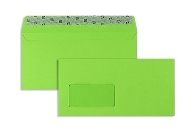 100 Briefumschläge Grün 114x229 mm (DIN C6/5) mit Haftklebung