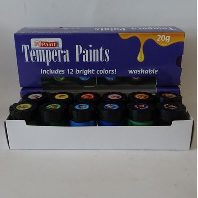 12 Stück Je 20g Tempera Paint, Farbe waschbar Finger Paint ideal, Kindern & Künstlern
