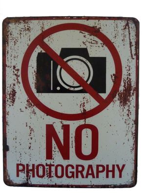 Blechschild "No Photography" Fotografie Foto Kamera Bild Aufnahme 25x20cm Neu