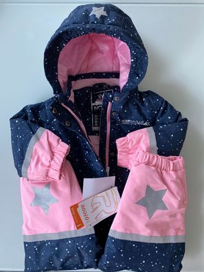 Baby Mädchen Skianzug Schneeanzug Jacke Bunt Rodeo reflektierender Pink Marineblau