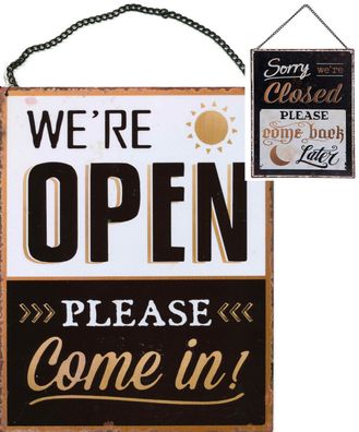 Blechschild "Open/ Closed" beidseitig Laden Café Bistro Diner Büro 24x19cm neu