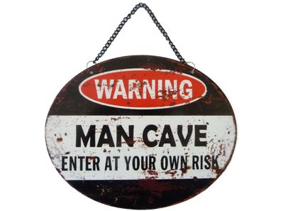 Blechschild "Man Cave" Men Höhle Diner Bar Kneipe Biker Risk 20x25cm Neu