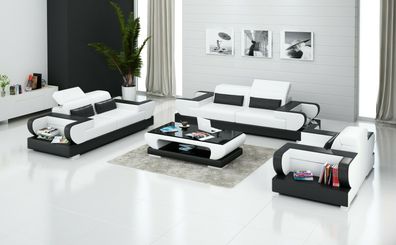 Luxuriöse Sofagarnitur Wohnzimmer Garnitur Leder Polster Couchen Sofa 3 + 2 Set
