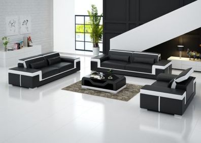 Luxuriöse Sofagarnitur Wohnzimmer 3 + 2 Set Garnitur Leder Polster Couchen Sofa