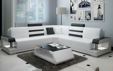 Ecksofa Leder Sofa Couch Polster Eck Sitz Wohnlandschaft Garnitur L Form Möbel