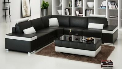 Ledersofa Möbel L-Form Couch Wohnlandschaft Ecksofa Garnitur Design Modern Sofa