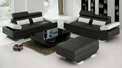 Luxus Möbel Sofagarnitur Couch Sofa Polster 3 + 3 Sitzer + Hocker Wohnzimmer Set