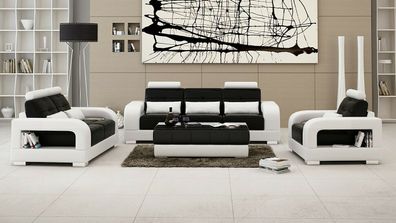 Ledersofa Couch Sofagarnitur 3 + 1 + 1 Sitzer Garnituren Design Wohnzimmer Set Sofa