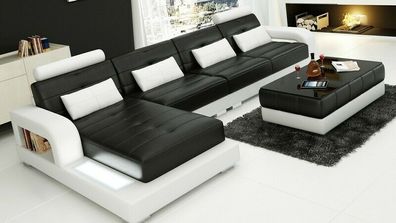Möbel Ecksofa Leder Sofa Couch Polster Eck Sitz Wohnlandschaft Garnitur L-Form