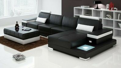Couch Ecksofa Möbel Leder Wohnlandschaft Garnitur Design Modern Sofa L-Form Neu