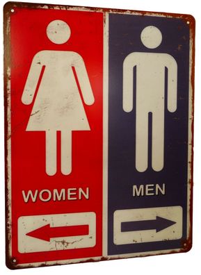 Blechschild "Women/ Men" Damen Herren Toilette Gäste-WC Bad Diner 33x25cm Neu