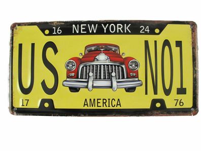 Blechschild "US N01" New York Auto Kfz US-Nummerschild Plate US-Car 15x30cm Neu