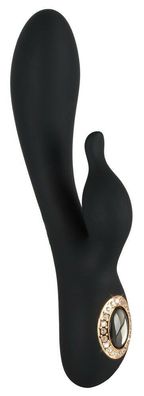 Strass Vibrator Schwarz 19,7 cm G-Punkt Spitze und Klitorisreizarm