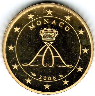 50 Cent Monaco 2006 Euro-Kursmünze mit Albert - Polierte Platte (PP)