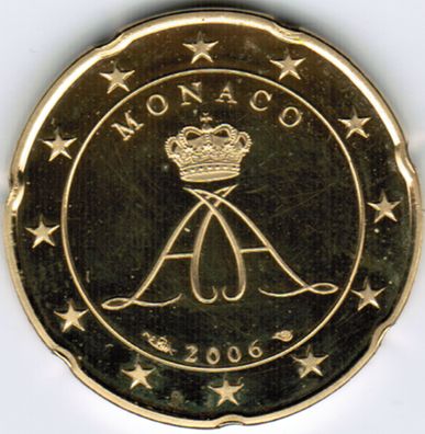 20 Cent Monaco 2006 Euro-Kursmünze mit Albert - Polierte Platte (PP)