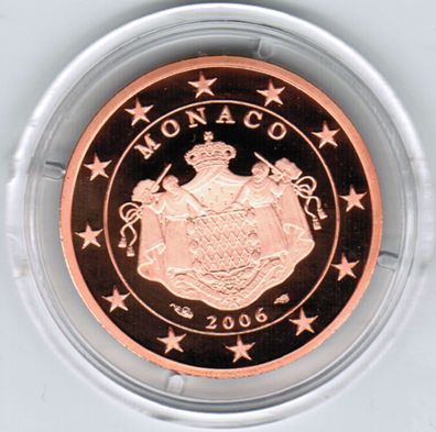 5 Cent Monaco 2006 Euro-Kursmünze mit Albert - Polierte Platte (PP)