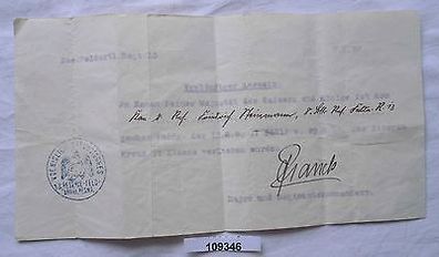 Urkunde zum Eisernem Kreuz 2. Klasse 1917 13. Reserve Feld Artillerie Regiment