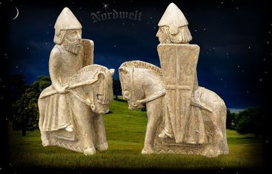 Wikinger - Krieger auf Pferd, Lewis Figur, Volkskunst / Statue aus Polyresin (Kunstst