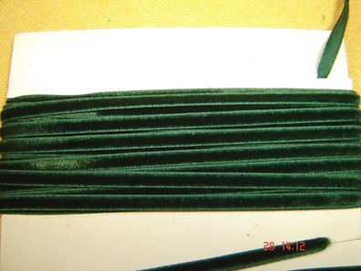 Samtband dunkelgrün 0,5 cm breit Baumwolle aus Altbestand Rest je Meter SB4