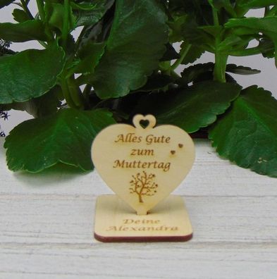 Holz Herzen graviert Personalisiert " Alles Gute zum Muttertag " stehend