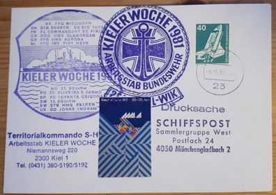 Schiffspost BRD Kieler Woche 1981 Arbeitsstab Bundeswehr Territorialkommando S-H