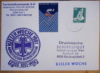 Schiffspost BRD Kieler Woche 1981 Arbeitsstab Bundeswehr Territorialkommando