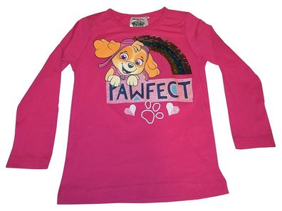Paw Patrol Langarmshirt Skye mit Paillettenregenbogen pink für Kinder Größe 104