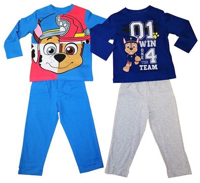 Paw Patrol 2er Set Kinder Pyjama Lang Türkis/ Blau Größe 98