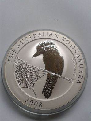 10$ 2008 Australien Kookaburra 10 Unzen 311g reines Silber + Originaldose 10oz Silber
