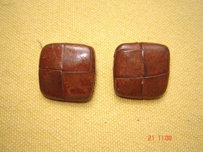 Stück quadratischer Knopf echt Leder braun 2,5x2,5 cm Lederknopf