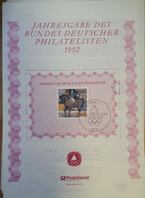 BRD Jahresgabe des Bundes Deutscher Philatelisten 1992