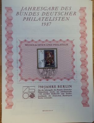 BRD Jahresgabe des Bundes Deutscher Philatelisten 1987