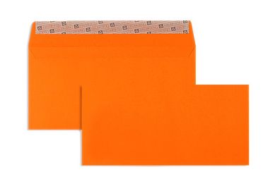 100 Briefumschläge Orange 114x229 mm (DIN C6/5) mit Haftklebung