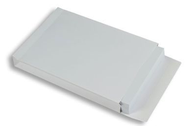 250 Faltentaschen Weiß 250x353xx40 mm (DIN B4) mit Haftklebung