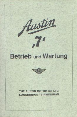 Austin 7 - Betrieb und Wartung