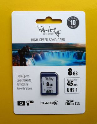 NEU: Peter Hadley 8GB SDHC UHS-1 Class 10 bis zu 45MB/ s Secure Digital (SD) 8 GB