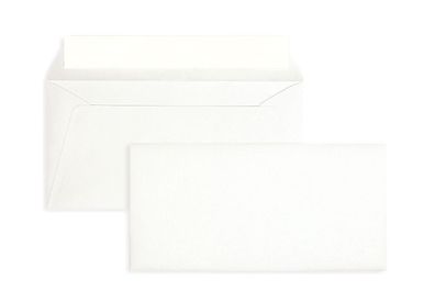 100 Briefumschläge Weiß (Glamour Extraweiß) 110x220 mm (DIN Lang) mit Haftklebung