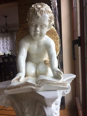 Engel Buch lesen Skulptur Büste Statue Angel Religion Hand bemalt wunderschön