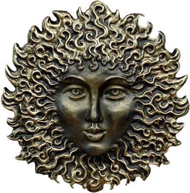 Sonne Sun Wanddeko Wandbild 3D Relief Hand bemalt Gesicht Neuheit Kunst Bild