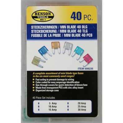 Benson Auto-Sicherung / Miniklinge 40 St?ck Stecksicherungen PKW
