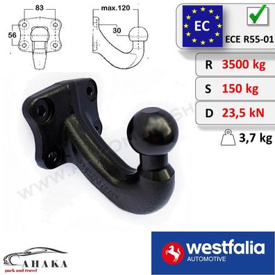 Anschraubplatte Kupplungskugel Anhängerkupplung AHK-Bock 83x56mm von Westfalia