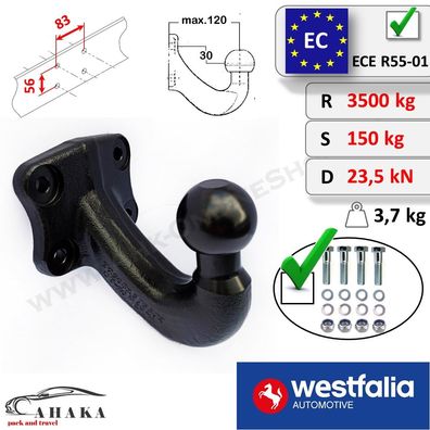 Anschraubplatte Kupplungskugel Anhängerkupplung AHK-Bock 83x56mm von Westfalia