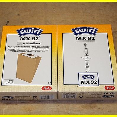 2 Packungen Swirl MX92 = 20 Beutel für verschiedene Moulinex