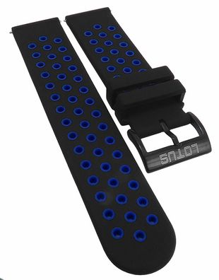 Lotus Uhrenarmband 22mm gleichlaufend Lochmuster schwarz / blau 50013