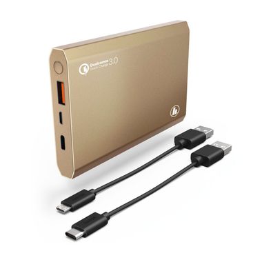 Hama Power Pack "PA12", PowerBank 12000mAh, Gold externer Akku für Handy Tablet