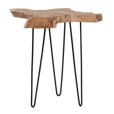 Teak Beistelltisch Dinding ca. D75-90cm Massivholz Konsolentisch Baumkante Tisch