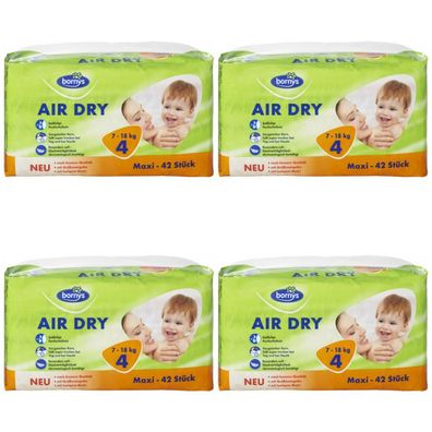 0,25 Euro pro St?ck 4 x Bornys Windeln Air Dry Maxi Gr??e 4 Babywindeln 42 St?c