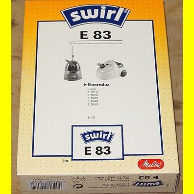1 Packung Swirl E 83 = 5 Beutel + 2 Filter für verschiedene Electrolux