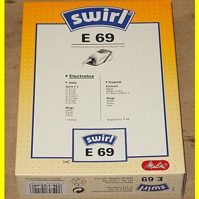 1 Packung Swirl E 69 = 5 Beutel + für verschiedene Staubsauger