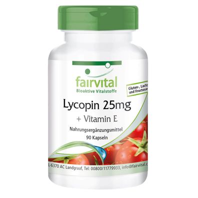 Lycopin 25mg + Vitamin E 90 Kapseln Carotinoid hochdosiert VEGAN - fairvital